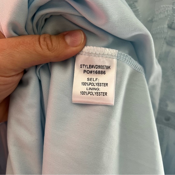 PINKBLUSH Light Blue Maternity Lace Mesh Overlay Maxi Dress - Picture 10 of 11